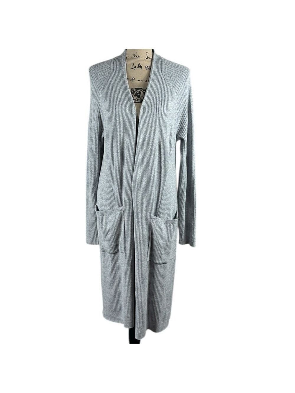 Soma Weekend Light Gray Open Front Cardigan Size L